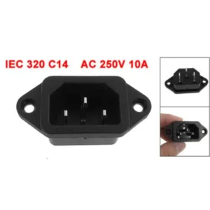 Connecteur prise d'alimentation IEC 320 C14 male 3 pôles, 250V 10A meca eleck