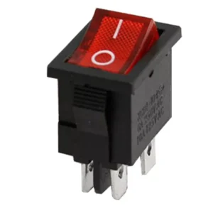 Interrupteur à bascule rouge KCD1-104 4 Pins 6A 250V OnOff permanent meca eleck